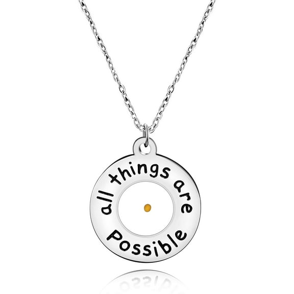 Uloveido All Things Are Possible Mustard Seed Necklace Round Pendant Inspirational Y968