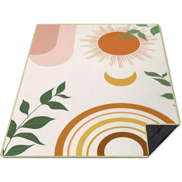 Extra Large Picnic Blankets Waterproof Foldable (60"x 80") Boho Beach Blanket Waterproof Sandproof,3-Layer Thicking Mat Outdoor Packable Camping Blanket