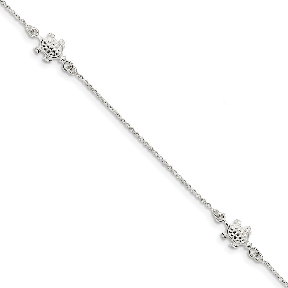 Saris and Things Stainless Steel Polished Stars with 1in Extender Anklet 9in