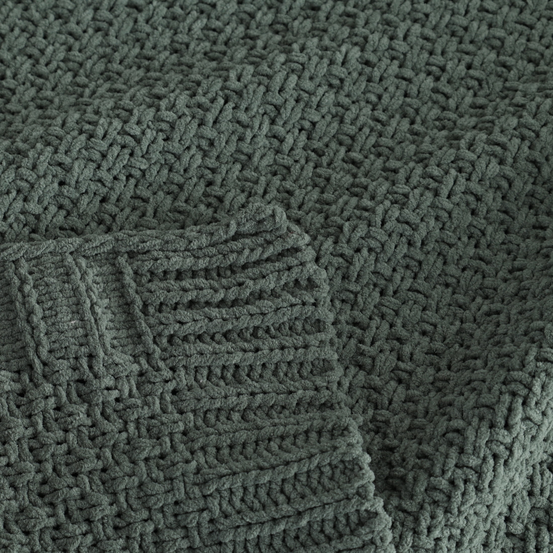 Better Homes & Gardens Chenille Knit Super Soft Oversized Throw Blanket, Green Ash