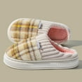 thumbnail image 3 of Mostsola House Slippers for Women Men Plush Checkered Warm Fuzzy Bedroom Memory Foam Slip on Shoes, 3 of 6