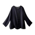 thumbnail image 6 of NuoCaiYun Women'S Spring and Summer Thin Medium-Length and Linen Solid Color Pullover Long-Sleeve Round Neck Tops, 6 of 6