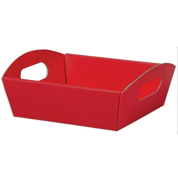 6 PK, Red Small Shallow Folding Market Tray For Use As Gourmet Gift Baskets, Food Baskets Or Home Decor Decorative Accessory