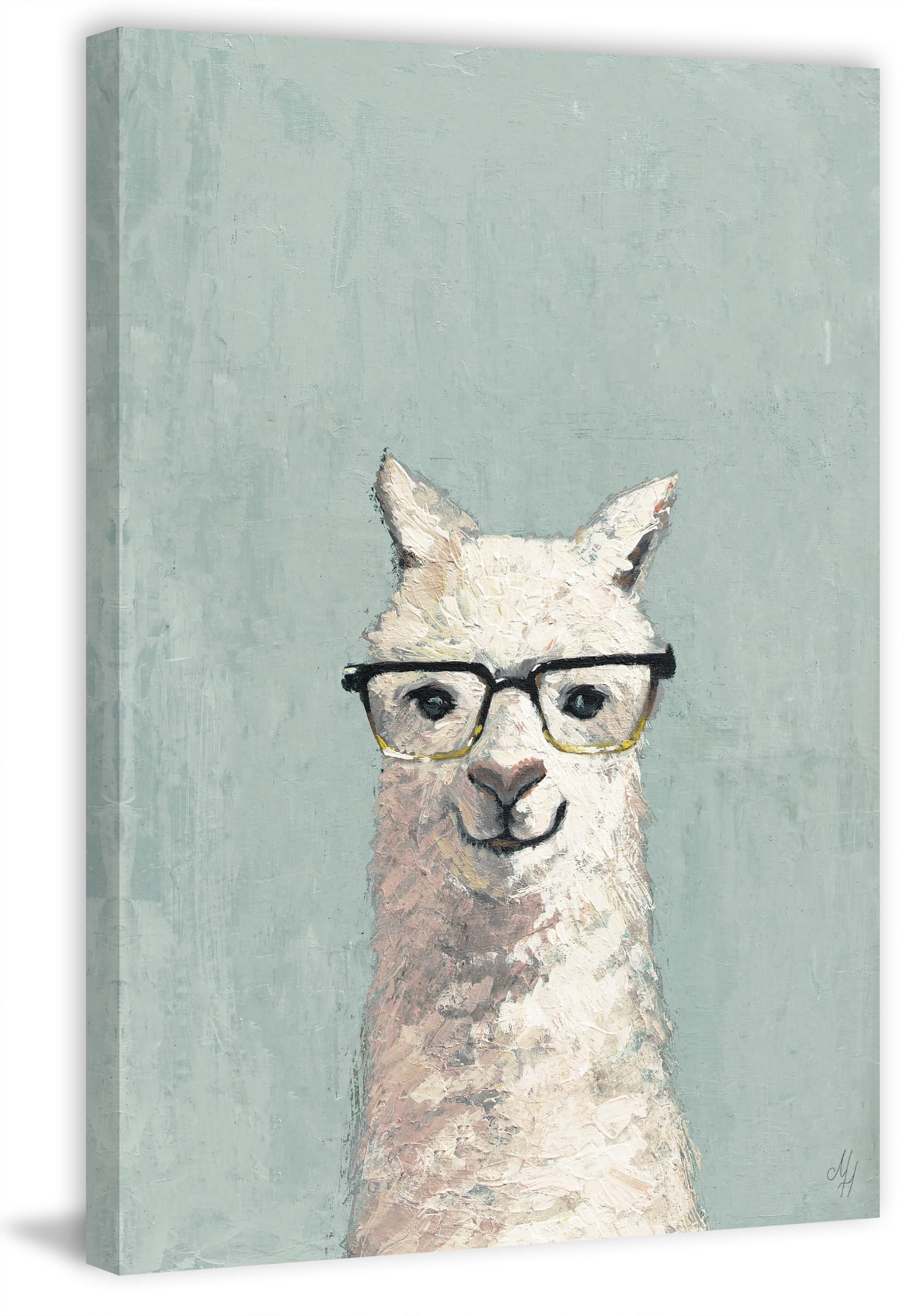 Marmont Hill White Llama with Glasses II Canvas Wall Art