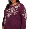 thumbnail image 4 of Alfred Dunner Womens Plus-Size Diagonal Floral Embroidered Sweater, 4 of 4