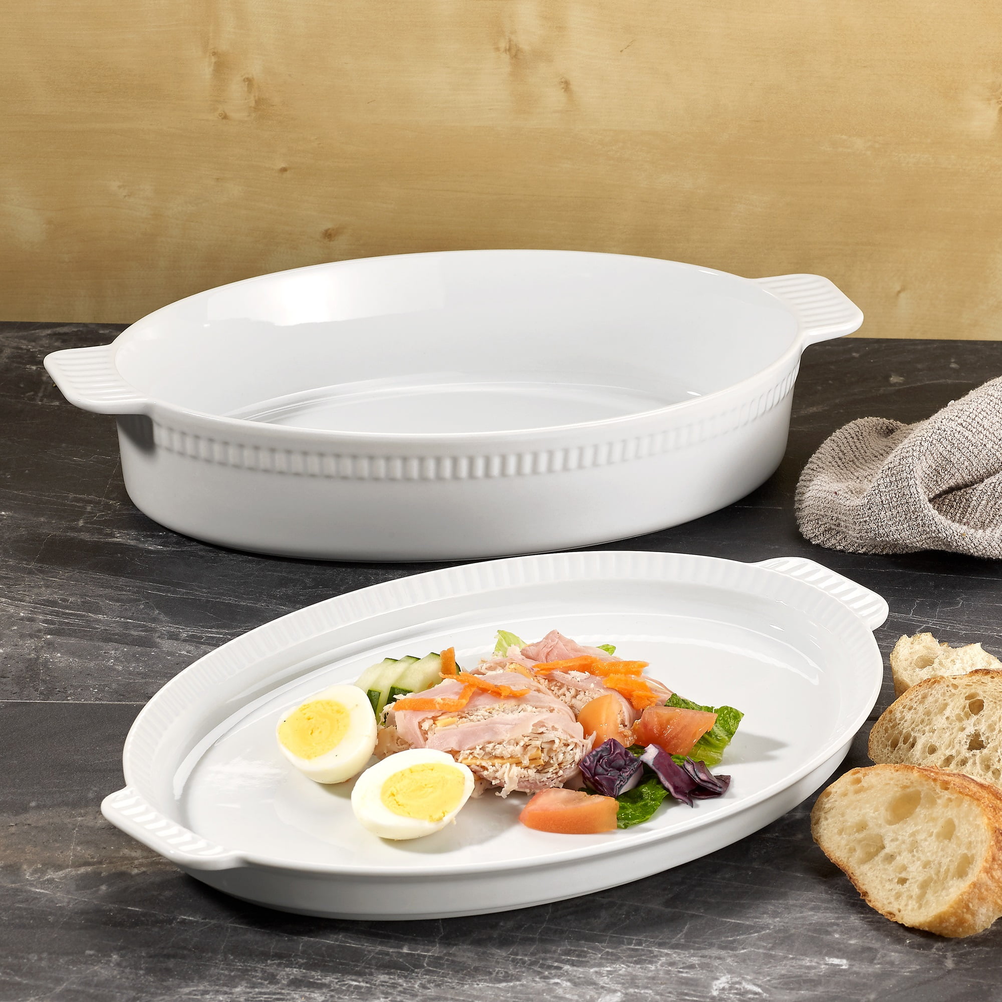 Pottery Baking Dish, White Oval Stoneware Dish, English Cake Dish, Modern  Baking Pan, Ceramic Bread Baking Dish 