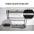 thumbnail image 4 of Wall Mounted Wine Rack with LED Lighting Glass Holder, Liquor Bottles Shelves Display Storage Organizer Hanging Long Stemware Goblet Metal for Home Mini Bar Cellar Black, 4 of 6
