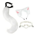 thumbnail image 4 of Ensemble de 3x Oreilles et Queue en Peluche Couvre-Chef Collier Ras du Cou Blanc, 4 of 8