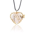 thumbnail image 1 of Zhuge Colgante de collar, hecho a mano, con un colgante de mariposa con forma de árbol de la vida envuelto en seda. Collar de piedra de cristal natural en forma de corazón (blanco), 1 of 5