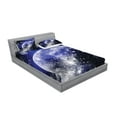 thumbnail image 2 of Ambesonne Galaxy Fitted Sheet & Pillow Sham Set, Nebula Galaxy Scenery, Queen, Blue Navy White, 2 of 2