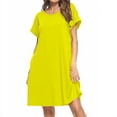 thumbnail image 1 of Nouvelle Robe Unie à Manches Courtes pour Femmes Robe Décontractée en Ligne, 1 of 5