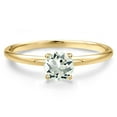 thumbnail image 3 of Gem Stone King 14K Yellow Gold Green Prasiolite Engagement Ring for Women | 0.80 Cttw | Round 6MM | Gemstone Birthstone | Size 6, 3 of 6