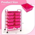 thumbnail image 3 of Costway 10-Drawer Storage Cart Utility Rolling Trolley Kitchen Organizer Hot Pink, 3 of 9