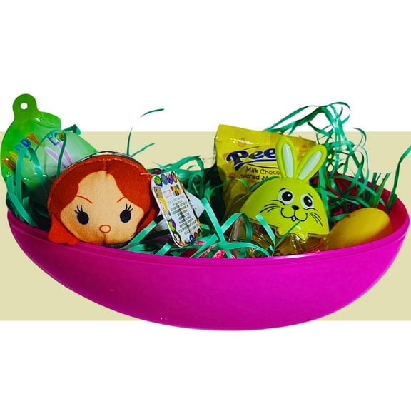 Happy Easter Basket Pre-Filled Surprise Jumbo Egg w/ Black Widow Superhero Plush Toy Kids Girls Balloon Eggs Peeps Candies & Reusable Plastic Egg-Shaped Container Spring Party Favors (Contents Vary)