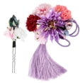 thumbnail image 1 of 2Pcs Flower Tassel Design Hair Combs Japanese Style Bride Wedding Hairpins, 1 of 9