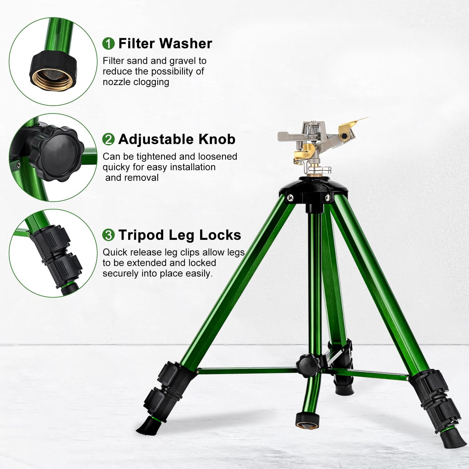 Impact Sprinkler On Tripod Base  2 Pack Lawn Sprinklers For Yard With 360 Degree Large Area Coverage Extra Tall Heavy Duty Water Lawn/yard/garden