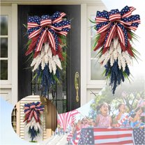 Pedty Spring Wreaths,Wreath for Front Door,Independence Day Wreath for Memorial Day Hanging Door Wreath for Home Decoration Wheat Garland for 4Th of July Memorial Day