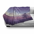 thumbnail image 3 of Northwoods Soft Flannel Fleece Throw Blanket, Mountain Scenery with Lonely Pine Tree River and Hills at the Back, Cozy Plush for Indoor and Outdoor Use, 60" x 80", Violet Pink Pale Grey, by Ambesonne, 3 of 6