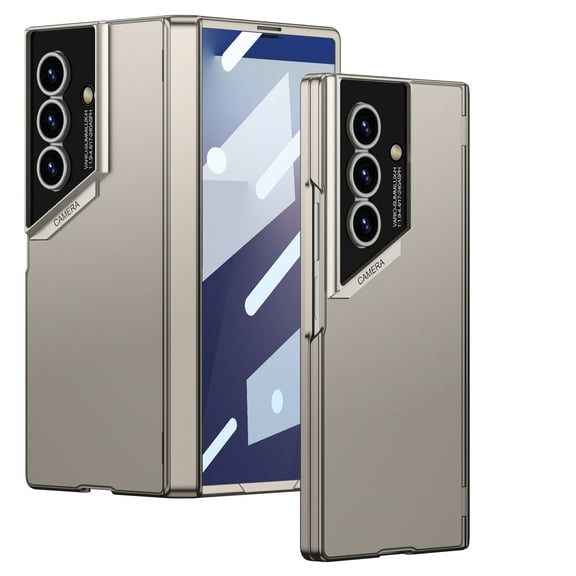 Decase for Samsung Galaxy Z Fold7 Full Body Case with Tempered Glass Front Screen Protector,Ultra Thin Matte PC Hard Shookproof Camera Lens Protector Bumper Cover for Galaxy Z Fold7,Titaniumgray