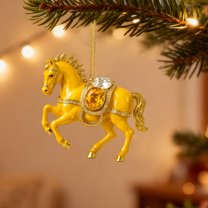 Taicans ‌2025 Christmas Horse Ornament - Acrylic Horse Tree Decor with Rhinestones,Gift for Christmas,Horse Lover's Holiday Decor,2D Equestrian Holiday Ornament‌