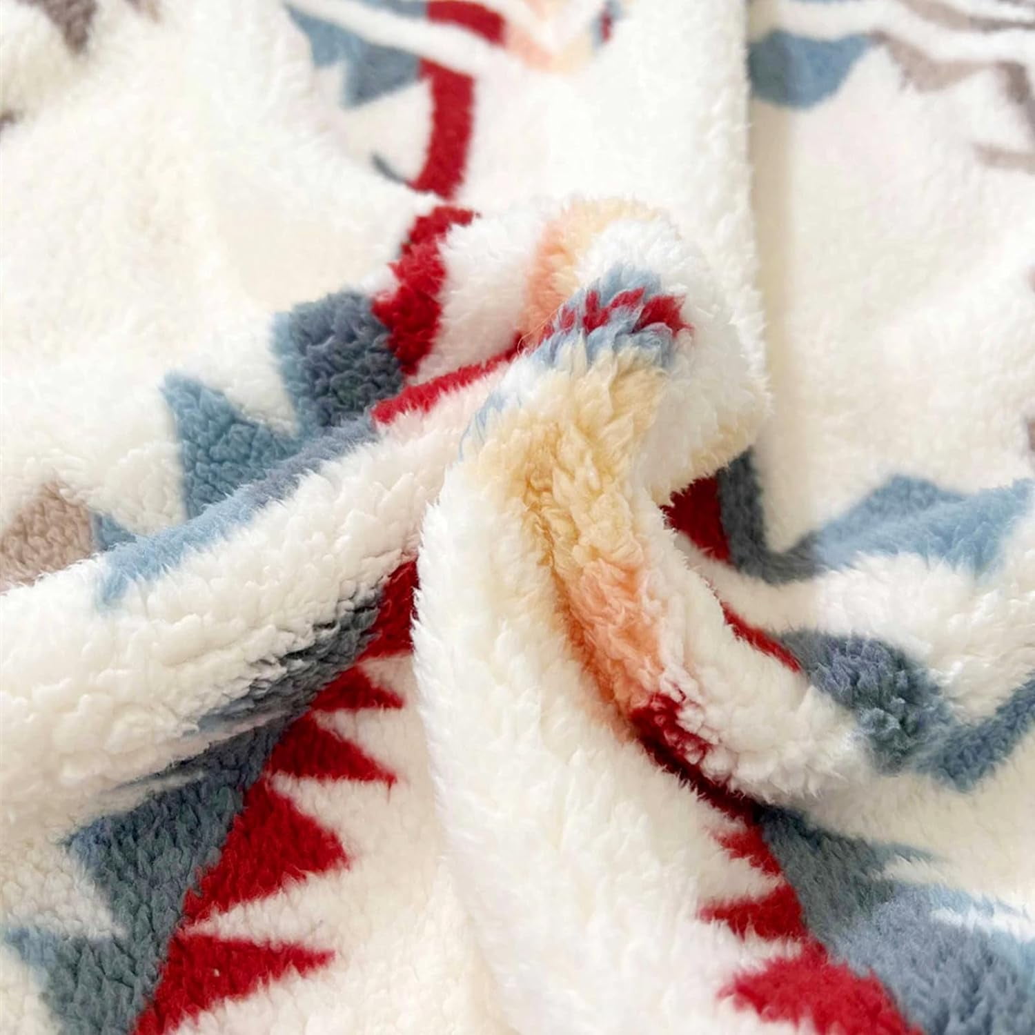 UKELER Boho Sherpa Fleece Blanket 80'' × 90'', Ultra Soft Aztec Queen Blanket for All Season, Cozy, Plush, Bohemian Throw Blanket for Bed/Couch/Sofa/Office/Camping