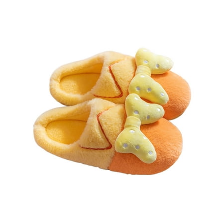 

Gomelly Ladies Breathable Fuzzy Slides Comfort Plush Lining Bedroom Indoor Slip On Warm Slipper Yellow Style B 5.5-6