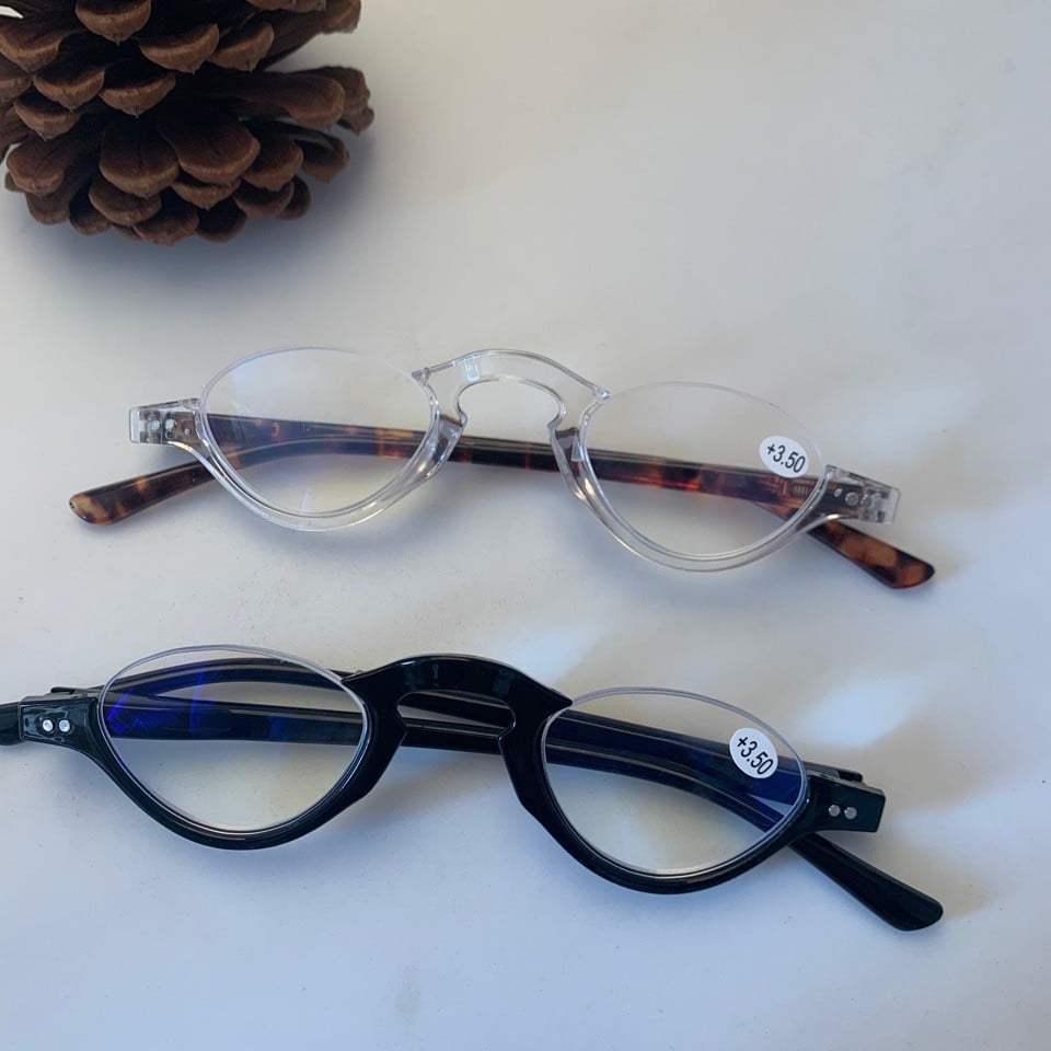 4 Pairs of Blue Light Blocking Half Rimless Black Reading Glasses for Women Men Half Moon Fashion Spring Hinge plastic Readers +2.00