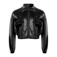 thumbnail image 5 of TiaoBug Kids Shiny Metallic Bomber Jacket Boys Girls Motorcycle Baseball Long Sleeve Zip Up Coats Black 14, 5 of 7