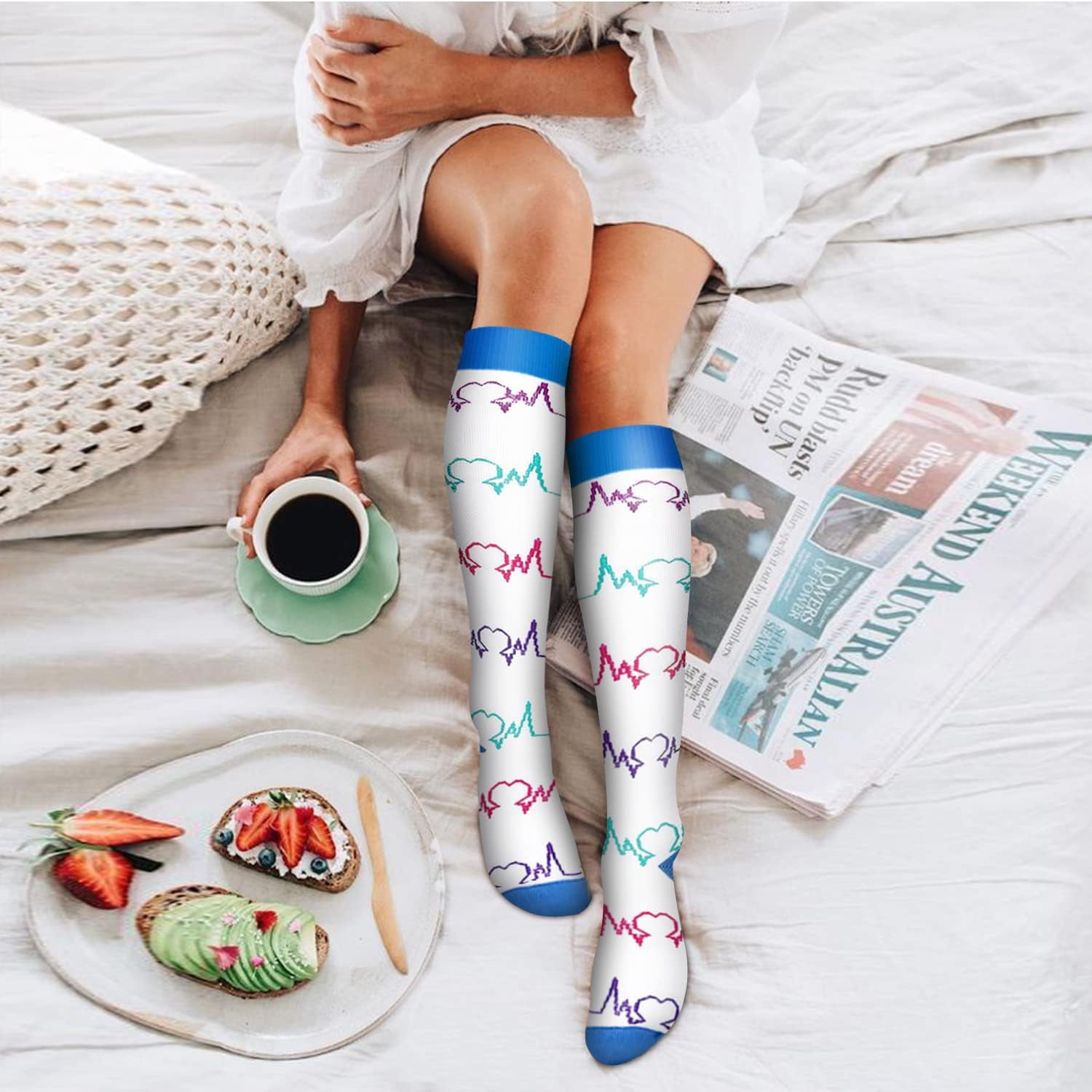 6 Pack Copper Compression Socks for Men Women Knee Support Hose Medias De Compresion Para Mujer Nurse Nursing School Student Accessories for Work Leg Long Stockings Pregnancy Maternity Travel