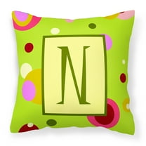 Carolines Treasures CJ1010-NPW1414 Letter N Initial Monogram - Green Decorative   Canvas Fabric Pillow 14Hx14W