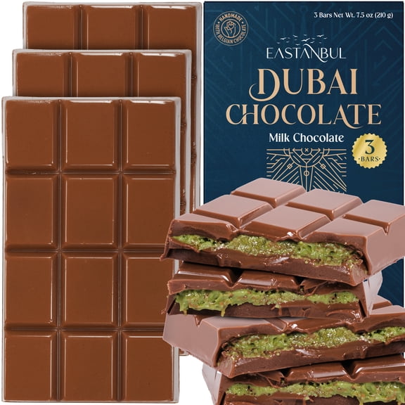 Eastanbul Dubai Chocolate Bar Pistachio,Viral Candy, 3 Pieces x Each 2.5oz