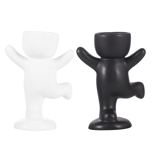 2 macetas de cerámica con forma de humanoide, estilo moderno, para flores.