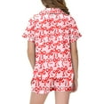 thumbnail image 4 of WOYY Toddler Girls Pajama Sets Bow Prints Short Sleeve Button Top Shorts Kid Sleepwear Set, 4 of 4