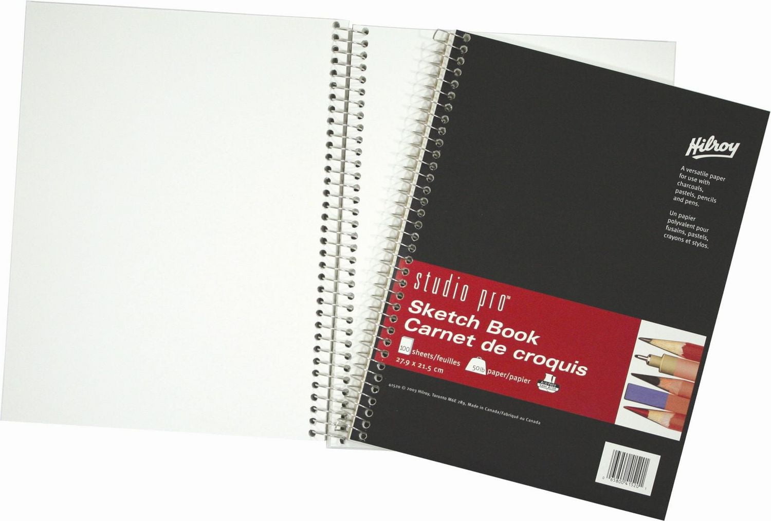 Crescent Cardboard Co RENDR No Show Thru Carnet de Croquis Plat x 32 Feuilles, Papier, Blanc, 21,6 x 27,9 cm
