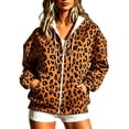 thumbnail image 3 of Jovrlynd Womens Zip Up Hoodies Leopard Fleece Lined Winter Warm Oversized Sweatshirt Jacket with Pockets, S-3XL, 3 of 5