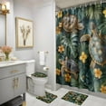 thumbnail image 3 of 4PCS/Set Highland Cow Bathroom Funny Animal Highland Cow Sitting on The Toilet Reading a Newspaper Shower Curtains for Bathroom Decor,Black Grey Bathroom Decor,Waterproof Fabric Bath Curtain, 3 of 6
