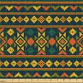 thumbnail image 2 of Ambesonne Ethnic Fabric by the Yard Upholstery, Tribal Chevrons Squares Art, 2 Yards, Earth Yellow Indigo Teal, 2 of 5