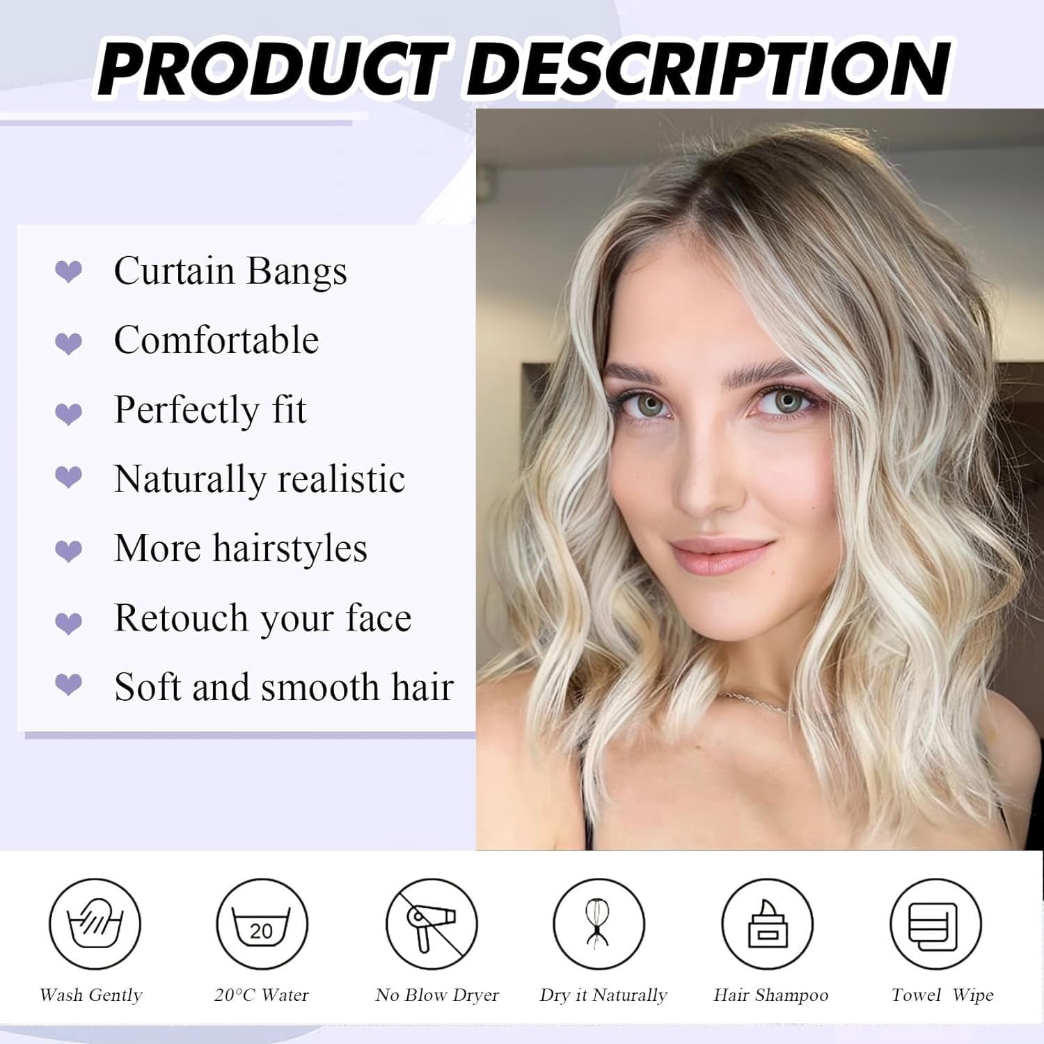 SUCS Dark Brown Wavy Bob Wig Natural Brown Curly Bob Wig with Curtain Bangs for Black Women Synthetic Wig