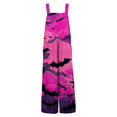 thumbnail image 5 of EANJE Halloween Overalls for Women, Sleeveless Spaghetti Strap Jumpsuit with Pockets, Print Wide Leg Baggy Romper, Adjustable Straps Fall Holiday Party Outfit Purple Pink 2XL, 5 of 6
