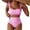 10#Pink, variant on Women's Tie Shoulder Bikini Sets 2 Piece Swimsuits High Waisted Bathing Suits White L