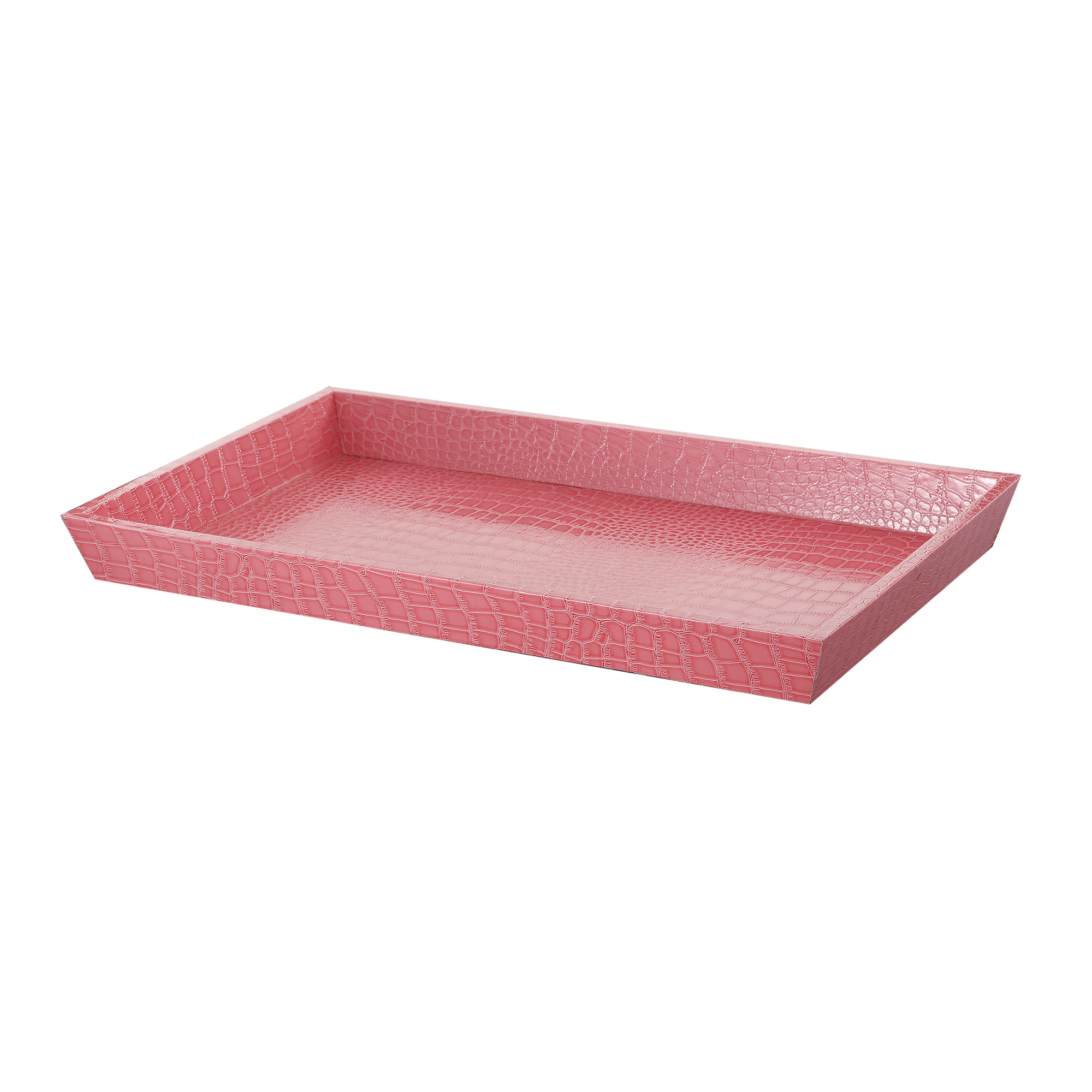 Rectangular WoodenDecorative Serving Tray with Raised Sides, Pink
