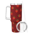 thumbnail image 2 of Lsque Strawberry Pattern 40 OZ Ice Bully Cup with Handle and Straw, Double Wall Stainless Steel Tumbler Travel Coffee Cup with Lid for Christmas Present, 2 of 8