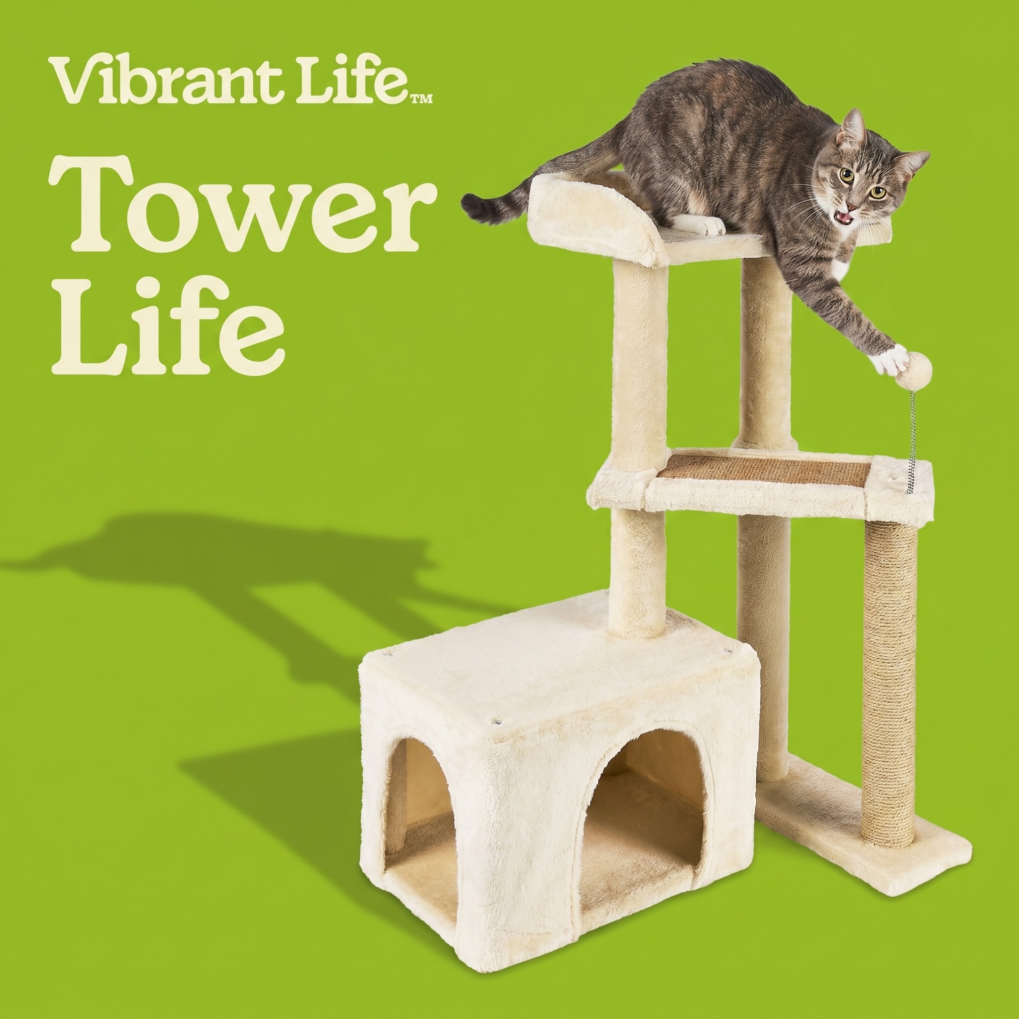 Vibrant Life 4-Level Condo Lookout Cat Tree, Beige, 31.5" photo 4