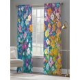 thumbnail image 5 of Colorful Spring Floral Semi Sheer Curtains 96 Inch Length 2 Panels Set, Modern Oil Painting Abstract Art Sheer Kitchen Curtain Privacy Voile Window Curtain for Living Room Bedroom Rod Pocket Drapes, 5 of 7