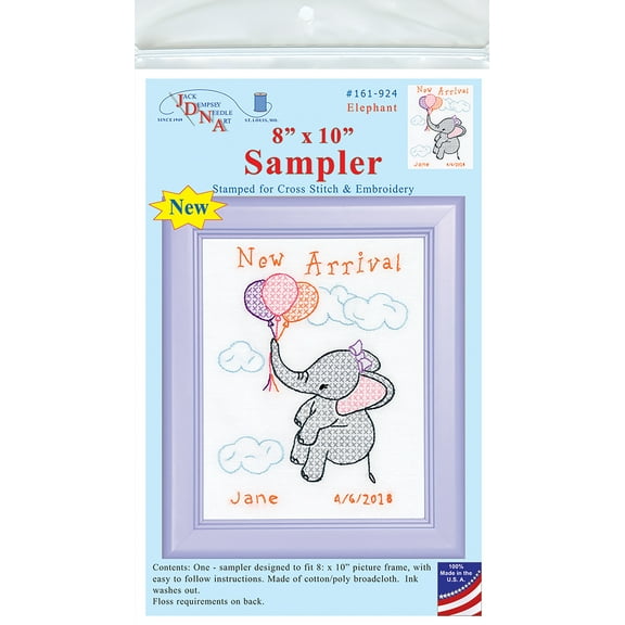 Jack Dempsey Stamped White Sampler 8"X10"-Elephant