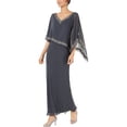 thumbnail image 1 of Jkara Womens Embellished Gown Dress, Grey, 6, 1 of 4