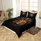 thumbnail image 3 of Queen Size, King Lion Golden Print juego de cama Edredón Negro 3D Lion Animal Print, 3 of 5