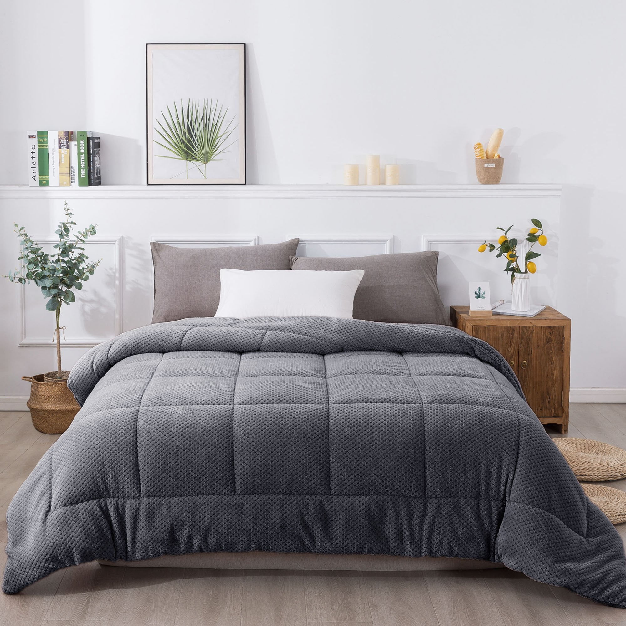 KASENTEX Warm Plush Comforter Ultra Soft Cozy Reversible Sherpa Machine Washable Bedding Rose Queen