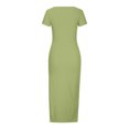 thumbnail image 5 of Vestido informal de verano con cuello en V, vestido liso de manga corta para mujer, vestido largo tejido ahuecado para mujer Pompotops  ghjkhdj16975, 5 of 5