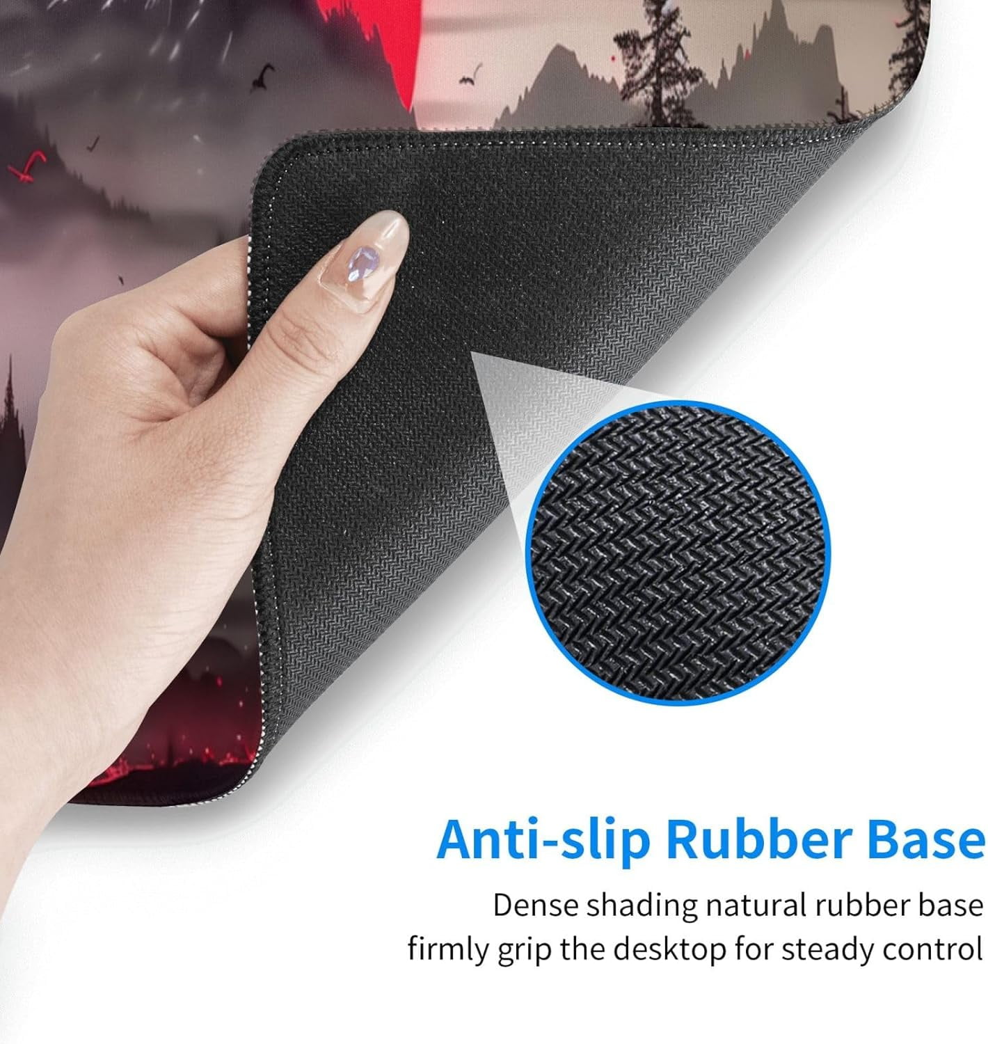 PrimeCook Shop Extended Gaming Mouse Pad, Large Desk Mat XL Anime Mouse Pad Waterproof with Stitched Edges, Non-Slip Desktop Pad for Home and Office, Level Up Your 31.5x11.8 Inch (Darkness Red Moon2)